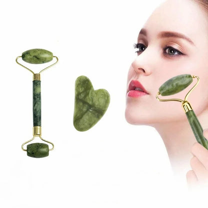 DESINFLAMA TU ROSTRO CON set de Rodillo de Jade y Gua Sha