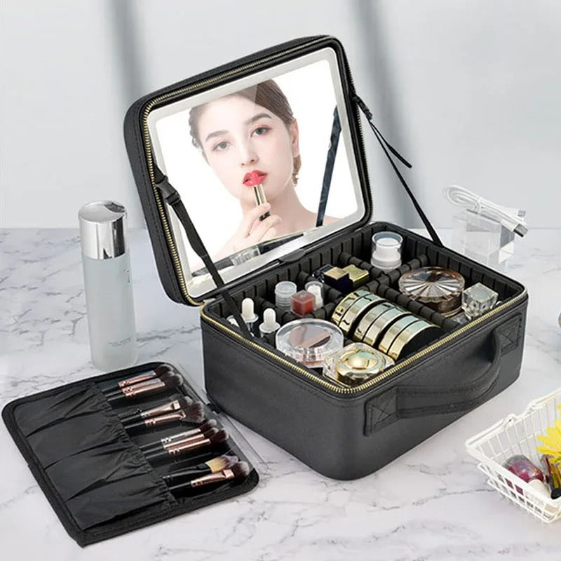 💡 GlamBox® Cosmetiquero Con Espejo & Luz LED