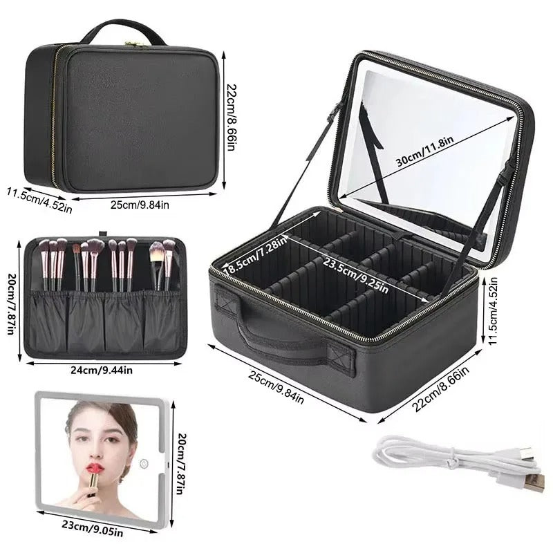 💡 GlamBox® Cosmetiquero Con Espejo & Luz LED
